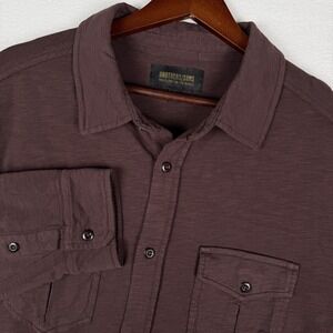 Brothers and Sons Solid Pigment Slub Button Down Western Shirt Mens L Dark Brown
